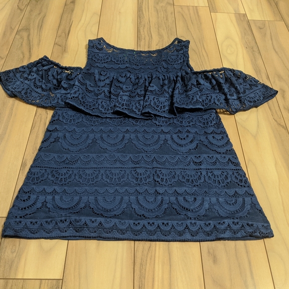 NWT! Lilly Pulitzer Lyra Top High Tide Navy Scalloped Stripe Lace Size S $98 - Picture 11 of 12